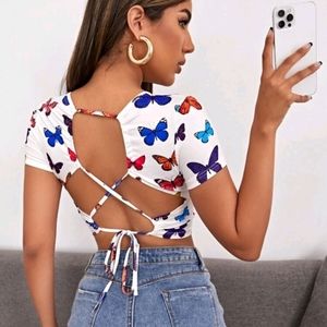 Butterfly Lace-Up Backless Crop Top X-LARGE (12)